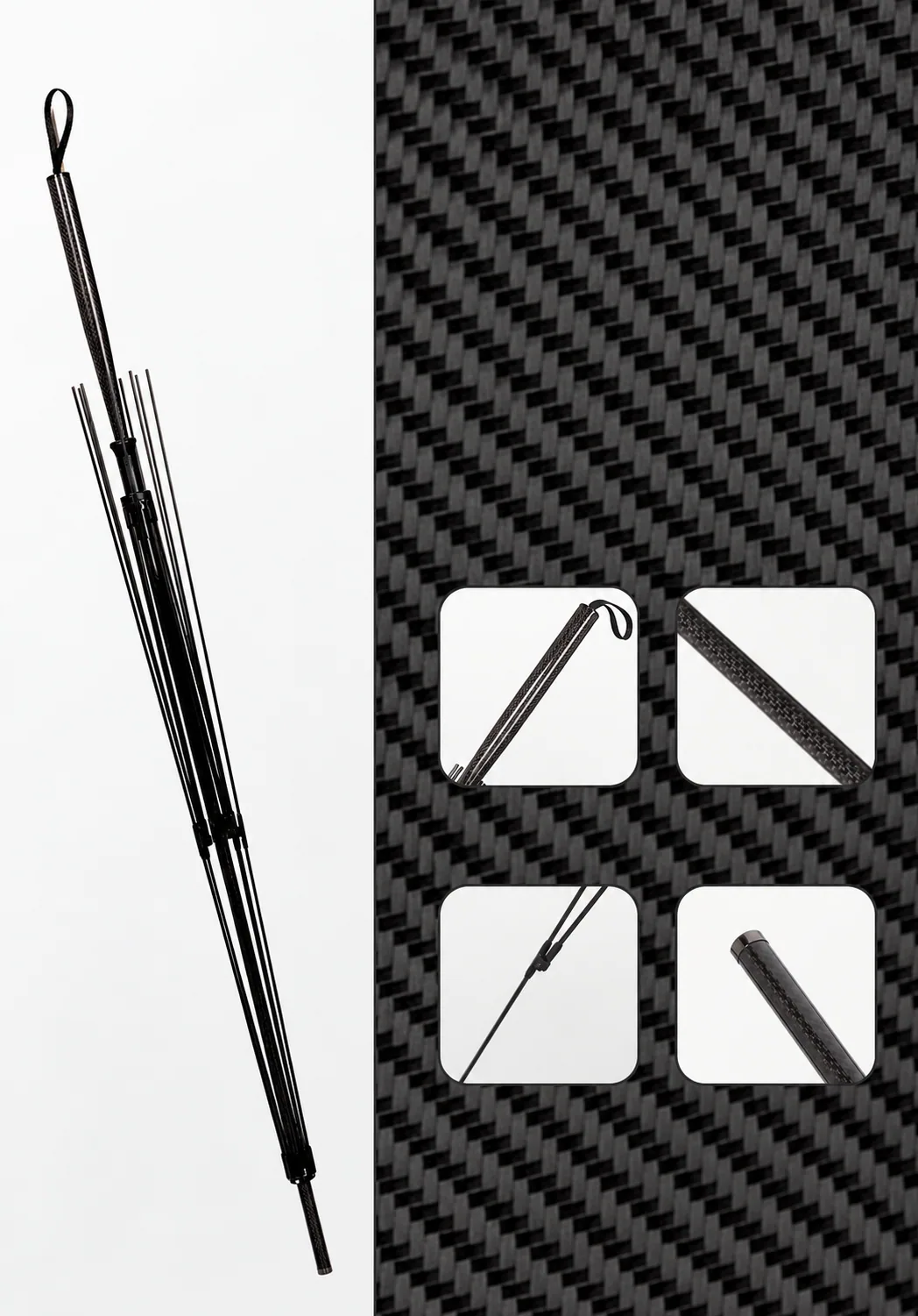 Full carbon-fibre frame, shaft, handle and tip construction