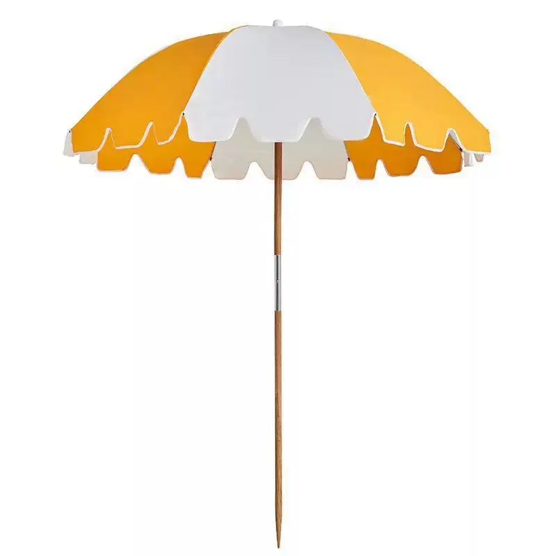 Sunshine & White scalloped beach umbrella
