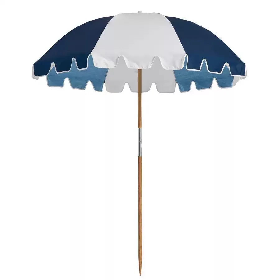 Navy & White scalloped beach umbrella