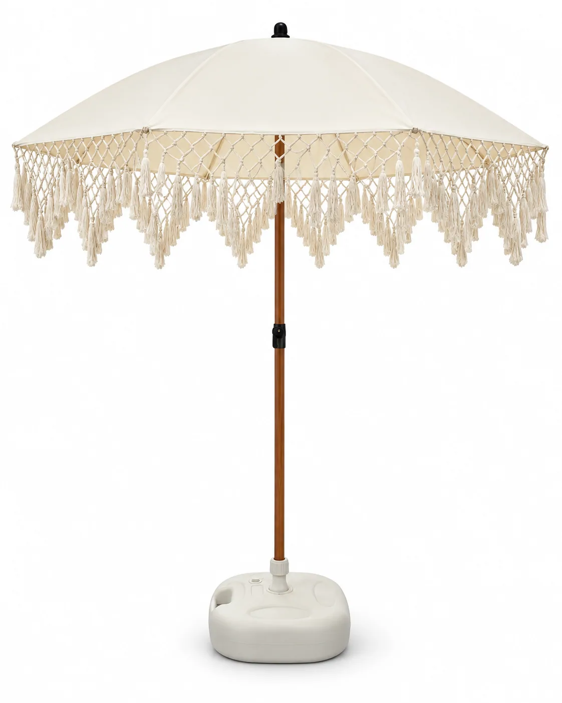 Ivory macramé fringe parasol — Full parasol