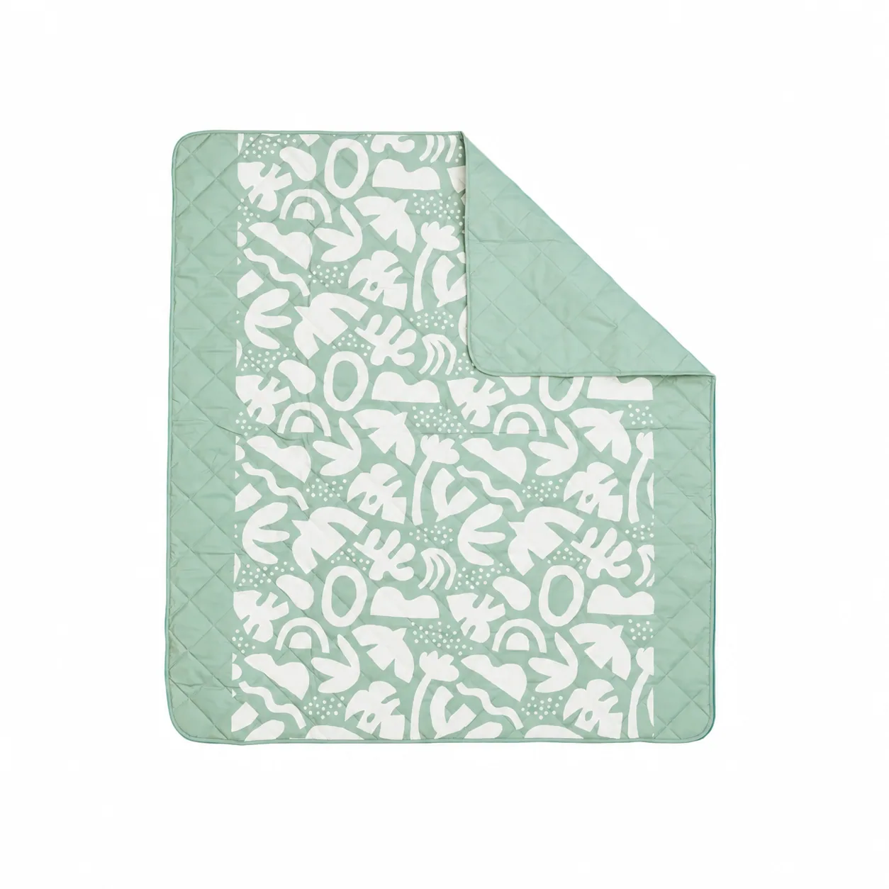 Sage and cream beach mat — Front & reverse