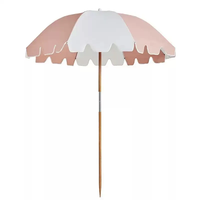 Blush & White scalloped beach umbrella