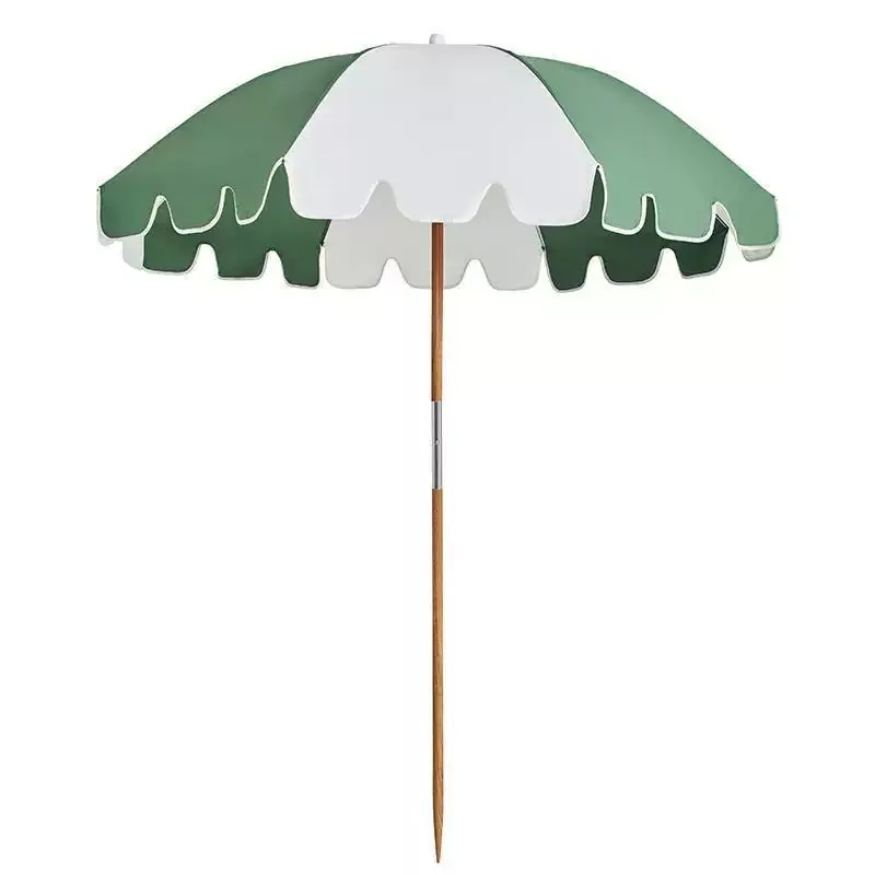 Sage & White scalloped beach umbrella
